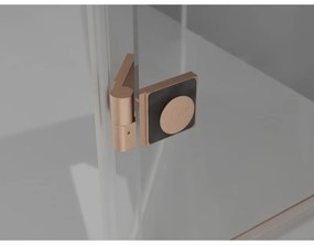 Mexen Lunar, L pravý výklopný päťuholníkový sprchový kút 90 x 80 cm, 8mm číre sklo, profil medená matná, 831L-090P-080L-65-00-P