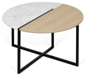 Konferenčný stolík s doskou z dubového dreva a mramoru TemaHome Sonata, ø 80 cm