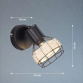 Čierne nástenné svietidlo Straw – Fischer &amp; Honsel