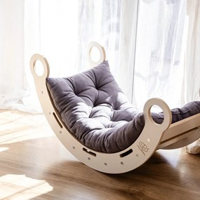 Sivá/v prírodnej farbe hojdačka z borovicového dreva 39x75x38 cm Montessori – Meowbaby