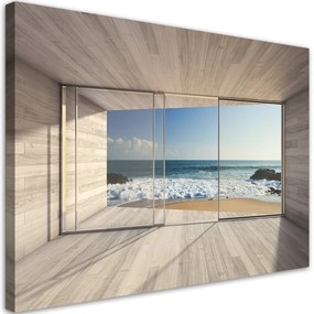 Obraz na plátně, Pohled moře z okna - 100x70 cm