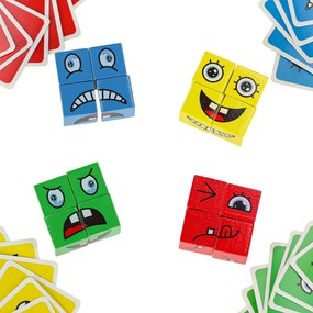 KIK Logická hra Montessori drevené kocky na tvorbu tvárí a emócií