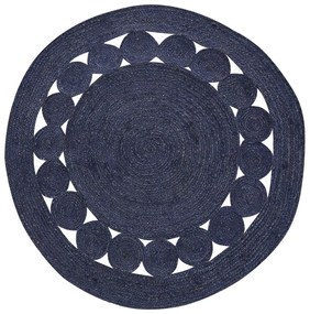 Okrúhly jutový koberec ø 120 cm tmavomodrý KOYUNLU Beliani