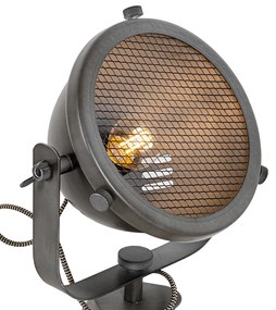 Priemyselná stolná lampa trojnožka oceľ s dreveným sklonom - Emado