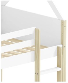 Domčeková poschodová detská posteľ v bielo-prírodnej farbe 90x190 cm Valka – Marckeric