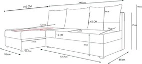 Rozkladacia obojstranná sedacia súprava do L VALERIO SLIM 200x140 cm, tmavosivá + 2 vankúšiky ZDARMA