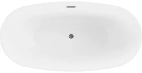 Mexen Eris, voľne stojaca vaňa 170 x 80 cm, biela-čierna, grafitový prepad, 53441708075-66