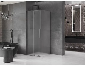 Mexen Velar, sprchový kút s posuvnými dverami 120 x 120 cm, 8mm sklo námraza, grafit brúsený, 871-120-120-31-66
