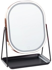 Kozmetické LED zrkadlo 20 x 22 cm ružovozlatá/čierna DORDOGNE Beliani