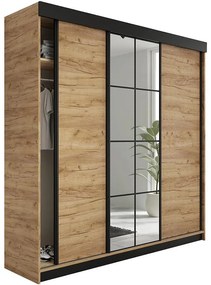 Skriňa Lamaro 200 dub craft zlatý + čierne vložky