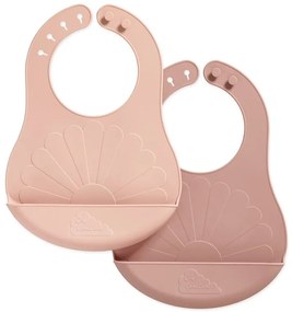 Cam Cam ApS Silikónový podbradník s vreckom Flower Rose Mix – set 2 ks
