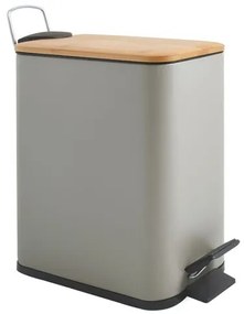 Spirella pedálový odpadkový kôš ERIK šedo-hnedá oceľ bambusové veko 5 L 10.22583
