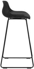 Barová stolička HEVIA - čierna, plastový sedák s ekologickou kožou