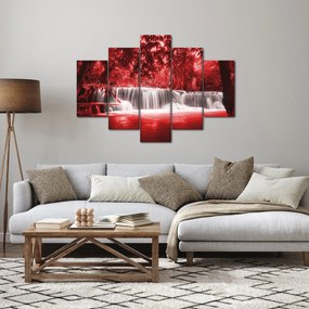 Obraz - Červený, vodopád (150x105 cm)