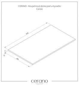 Cerano Carole, doska na skrinku pod umývadlo 810x465x15 mm, biela matná, CER-CER-431608