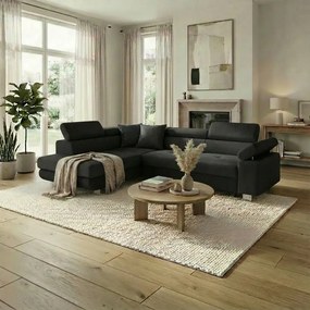 Rohová sedacia súprava s funkciou spania FREDO ľavá Tmavošedá