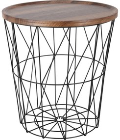 Odkladací drôtený stolík s MDF doskou 37 x 39 cm, čierna