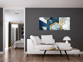 Obraz - Mramorové hexagóny (120x50 cm)