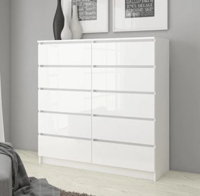 Komoda Kurtinaitis 10SZ (biela + lesk biely). Vlastná spoľahlivá doprava až k Vám domov. 1117164