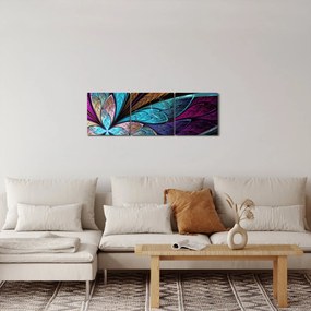Obraz - Abstrakcia, kvetina (s hodinami) (90x30 cm)