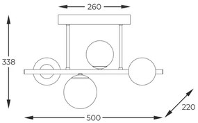 Zuma Line MX5918-4-EGN - Luster na tyči VILLA 4xG9/3,5W/230V zlatá