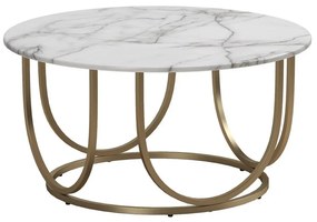 Biely/v zlatej farbe okrúhly konferenčný stolík s doskou v dekore mramoru ø 79 cm Gwyneth – CosmoLiving by Cosmopolitan