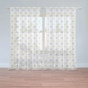 Sablio Záves Maľované srdce na bielej: 2 ks 140x250 cm