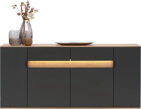 XXXLutz ŠIROKÁ KOMODA, antracitová, farba duba, 180,6/82/42 cm Dieter Knoll - Komody - 001770000702