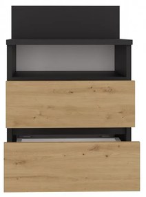 Nočný stolík Musecalo 1 (antracit + dub artisan). Akcia -22%. Vlastná spoľahlivá doprava až k Vám domov. 1132751