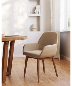 Béžové čalúnené jedálenské kreslo s podrúčkami Konna – Kave Home