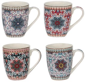 Set 4ks porcelánových hrnčekov s ornamentami Ornaments - 9*10 cm / 300 ml
