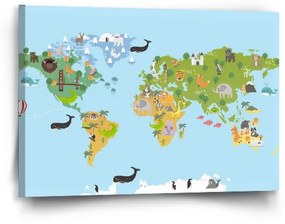 Sablio Obraz Zvieracia mapa sveta - 60x40 cm