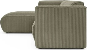 Zelená menčestrová rohová pohovka (ľavý roh/s leňoškou) Merid – Ropez