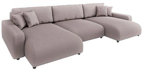 Svetloružová menčestrová rozkladacia/s úložným priestorom rohová pohovka Sara – Ropez