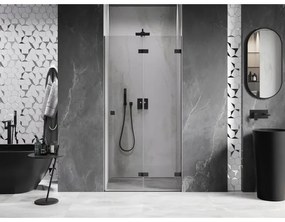 Mexen, Mexen Lunar-F pravé skladacie sprchové dvere 80 cm, priehľadné, čierne - 836-080-000-70-00-P