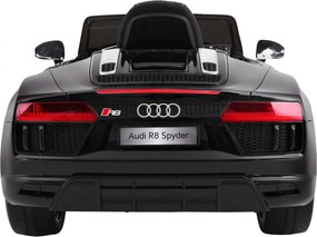 Ramiz Elektrické autíčko Audi R8 Spyder pre deti lakované čierne + diaľkové ovládanie + EVA + pomalý štart + rádio MP3 + LED