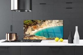 Sklenený obklad Do kuchyne Záliv more skaly pláž 140x70 cm