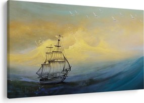 Obraz - Maľba lode na mori (90x60 cm)