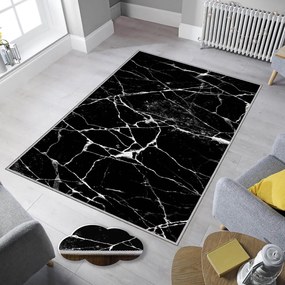 Koberec Black Marble 80x150 cm čierny