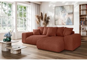 Menčestrová rozkladacia rohová pohovka s úložným priestorom v tehlovej farbe (variabilný roh) Luma – Ropez