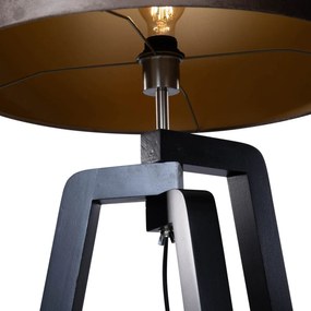 Stojacia lampa čierna s hnedým zamatovým tienidlom 50 cm - Puros