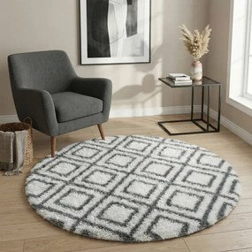 Protišmykový koberec DECOR biely / sivý kruh