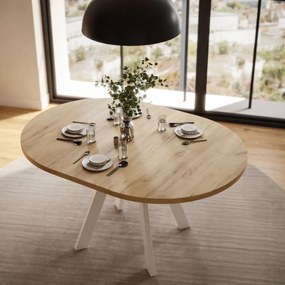 OKRÚHLY ROZKLADACÍ JEDÁLENSKÝ STÔL EWALD KRAFT ZLATÝ + BIELY 100/140 cm