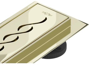 Mexen Flat 360°, nerezový sprchový žľab vzor M18 50 cm, zlatá lesklá, 1523050-40