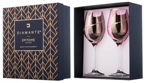 Diamante poháre na biele víno Silhouette City Pink s kryštálmi Swarovski 360 ml 2KS