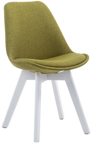 Stolička Borne V2 látka, drevené nohy biele - Zelená