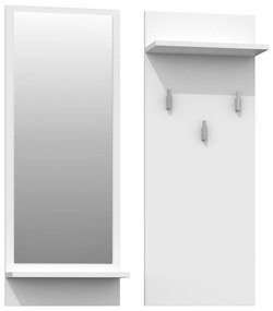 TP Living Vešiaková stena so zrkadlom - RIVA - biela matná