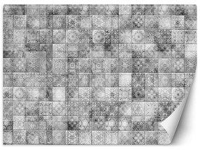Fototapeta, Mozaika z šedých dlaždic - 450x315 cm