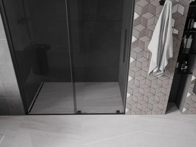 Mexen Velar, posuvné sprchové dvere do otvoru 150 cm, 8mm šedé sklo, čierna matná, 871-150-000-41-70