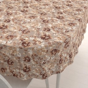 Biante Zamatový oválny obrus Tamara TMR-042 Hnedé kvety na sivobéžovom 130x180 cm